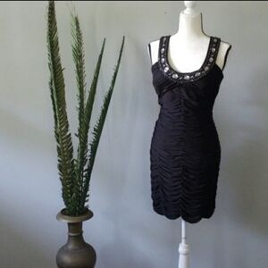 Collection by Dress Barn black beaded and ruched dress